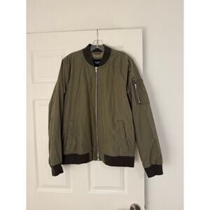 Abercrombie & Fitch Olive Green Quilted Lined Bomber Jacket Mens M MA-1 Zip